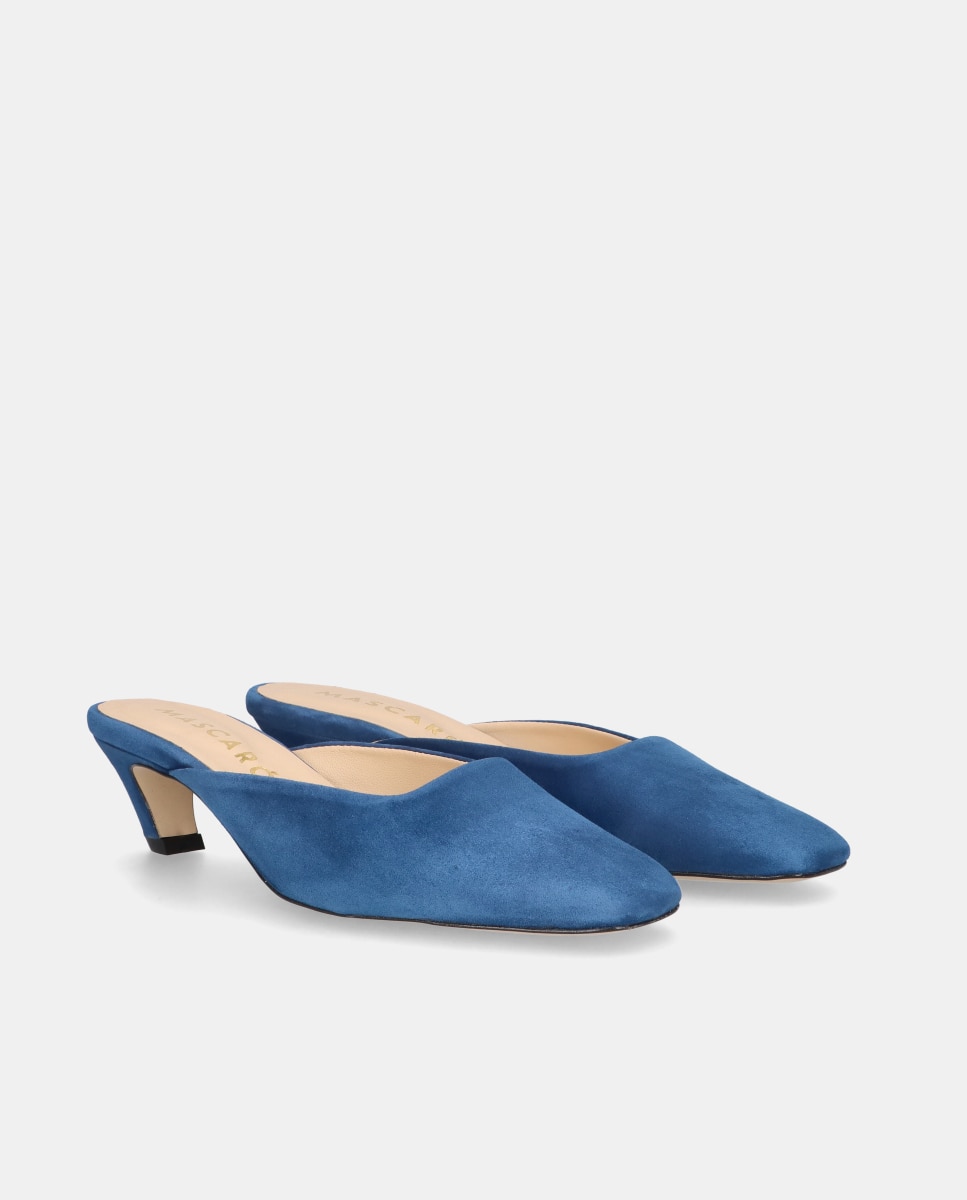 Mules astin de mujer en ante suave - Mascaró - Azul Azul-3