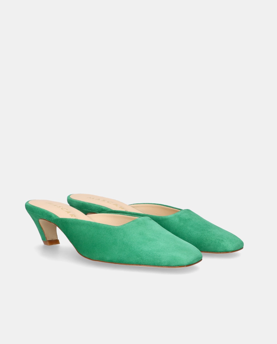 Mules astin de mujer en ante suave - Mascaró - Verde Verde-3