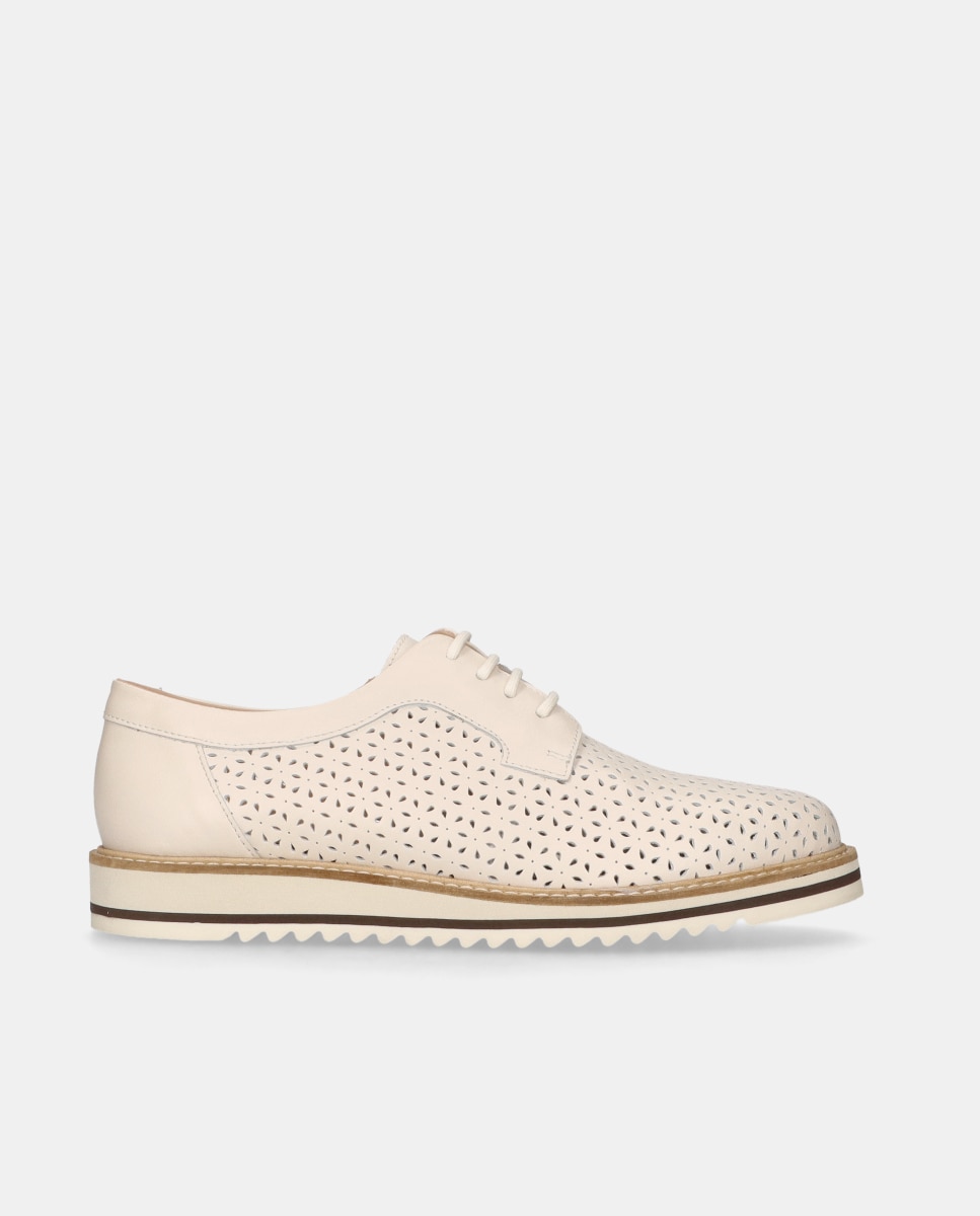 Imagen 0 de Zapatos con cordones Violette de mujer en napa perforada Blanco