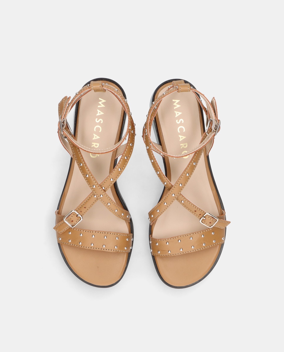 Sandalias lulu de mujer en piel con tachuelas - Mascaró - Marrón Marrón-2