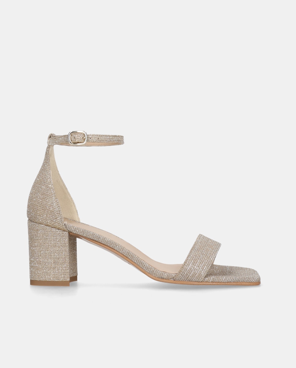Sandalias de tacón Annie de mujer en tela brillante - Mascaró - Plata Plata-1