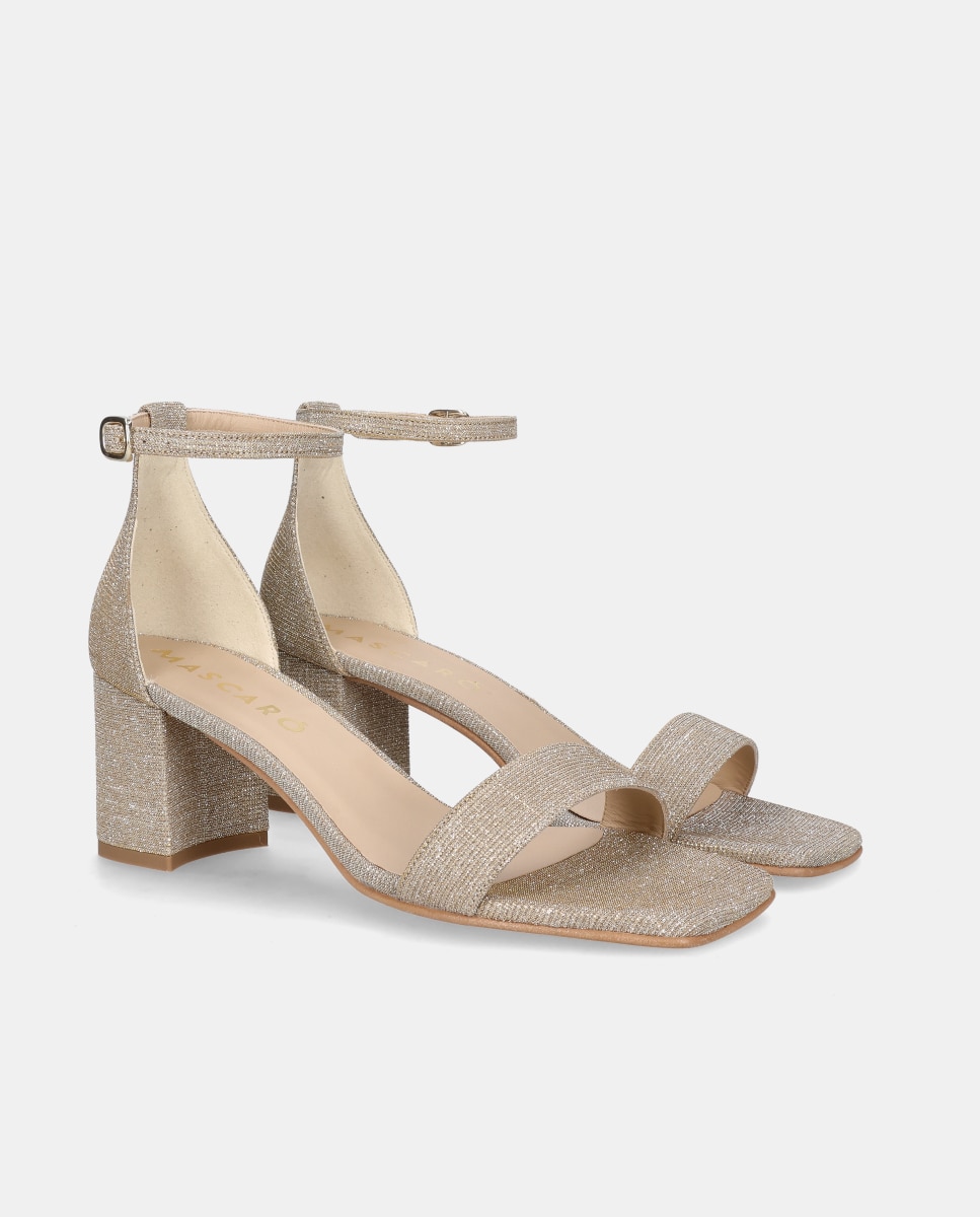Sandalias de tacón Annie de mujer en tela brillante - Mascaró - Plata Plata-3