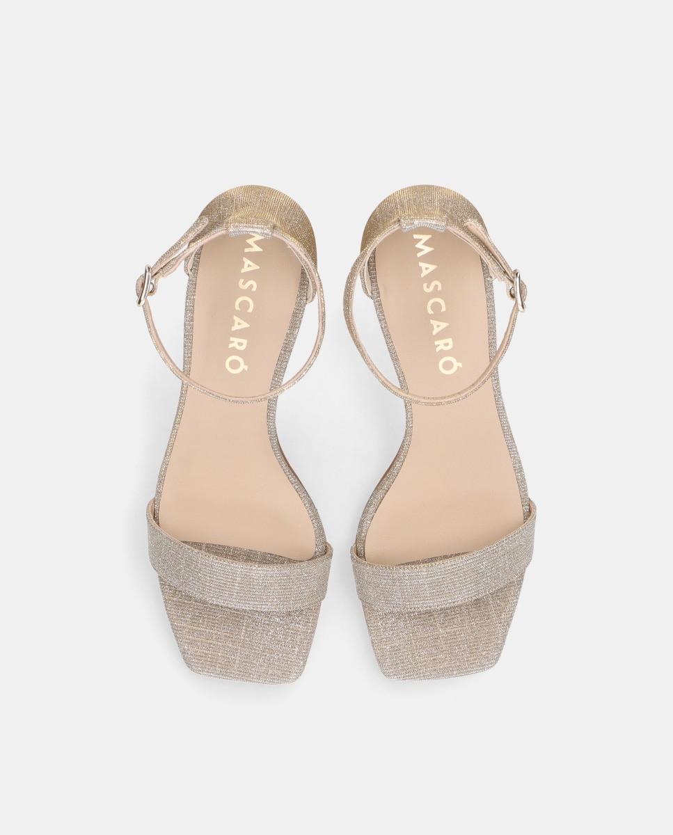 Sandalias de tacón Annie de mujer en tela brillante - Mascaró - Plata Plata-2