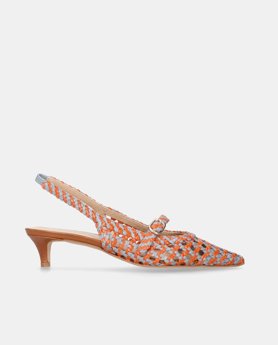 Zapatos de salón holly de mujer en napa entrelazada - Mascaró - Naranja / Gris Naranja / Gris-1