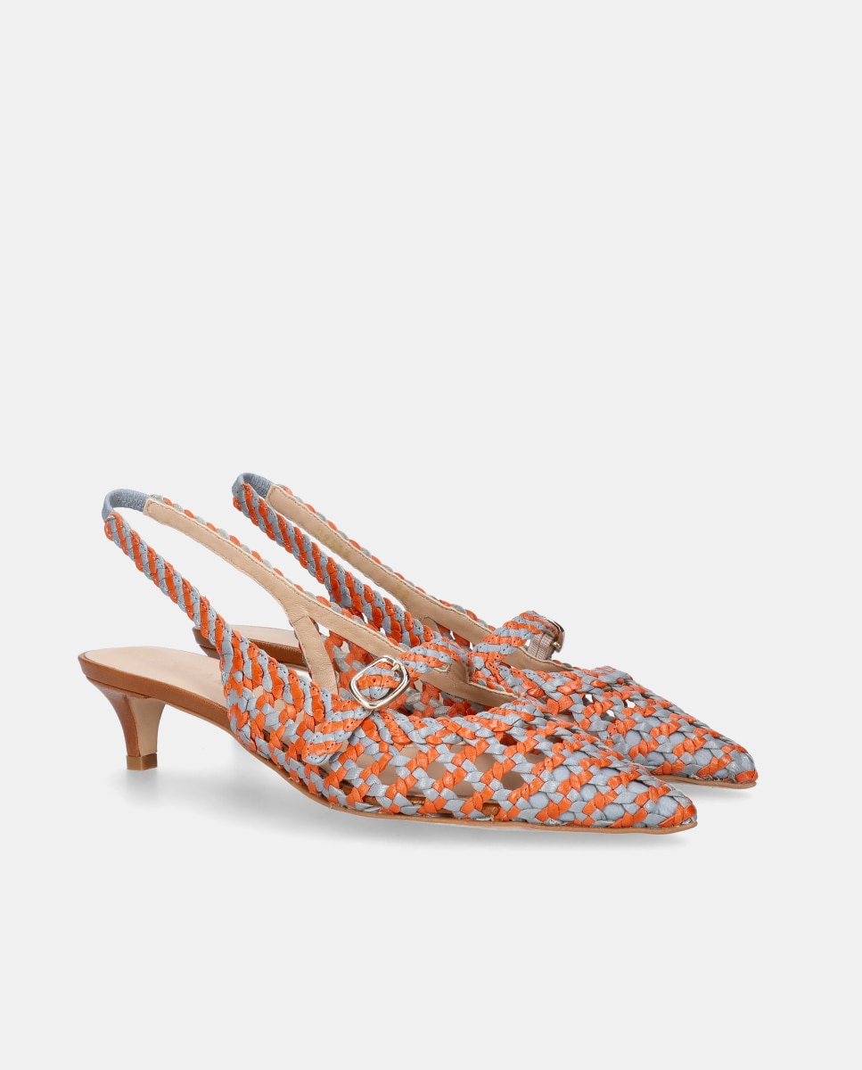 Zapatos de salón holly de mujer en napa entrelazada - Mascaró - Naranja / Gris Naranja / Gris-3