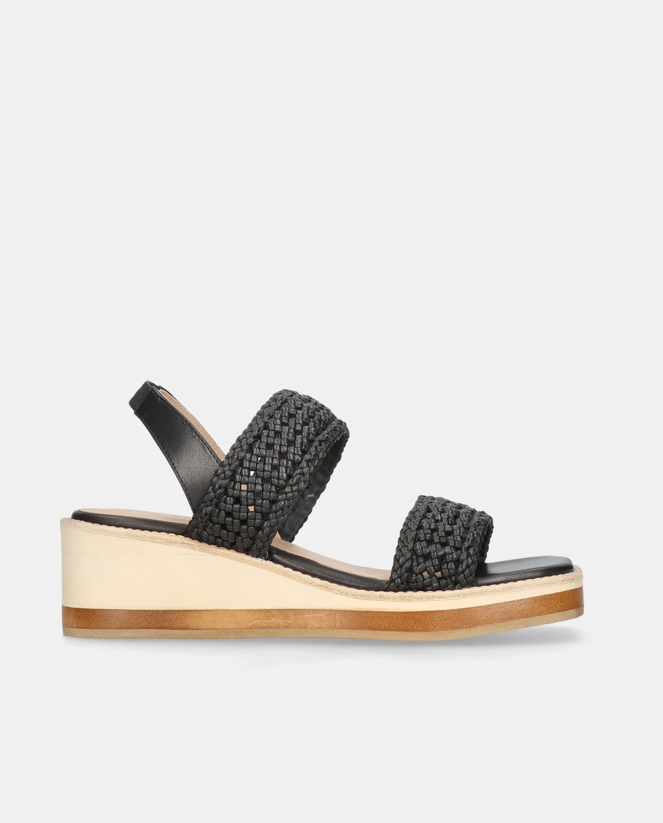 Imagen 0 de Sandalias de tacón Ariana de mujer en napa entrelazada Negro