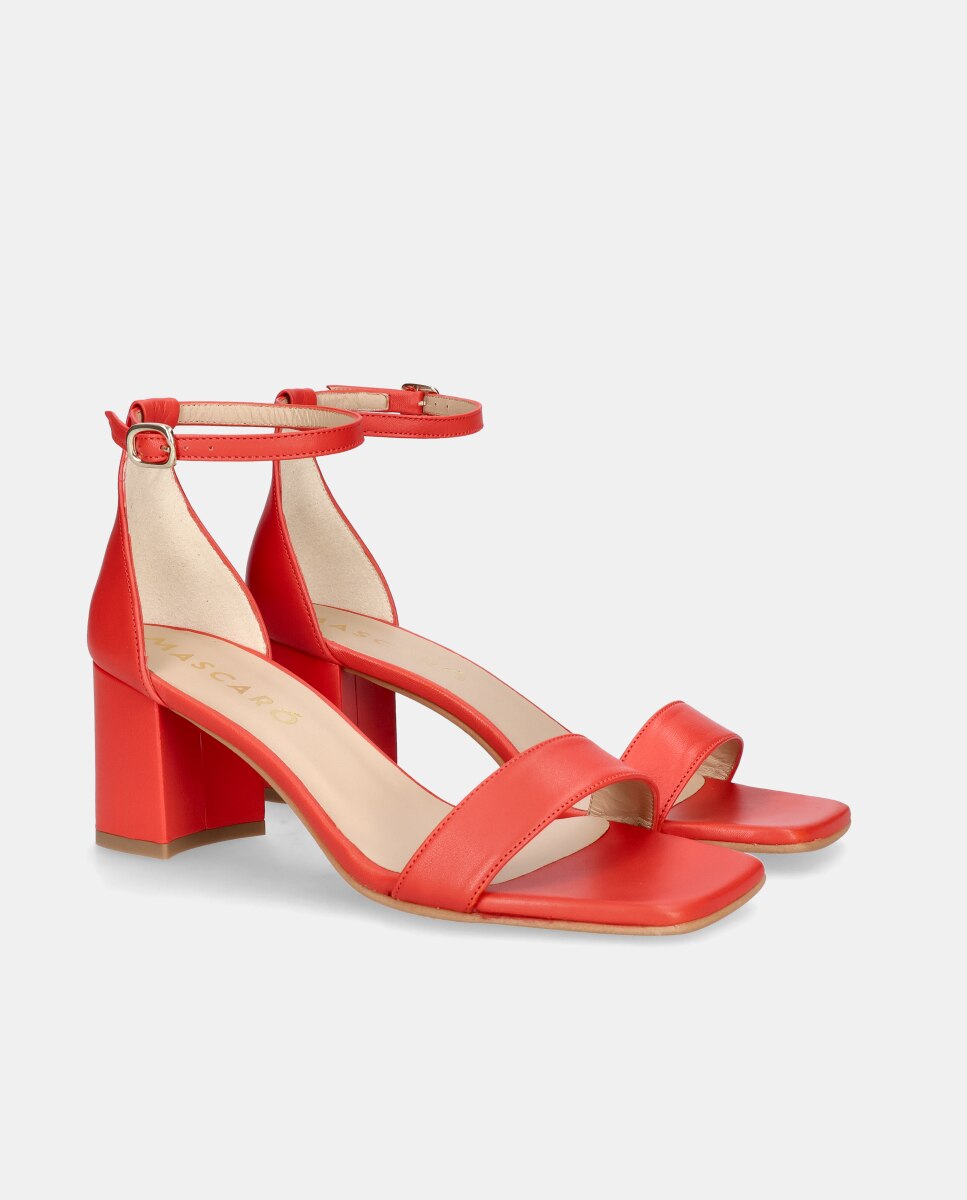 Sandalias de tacón Annie de mujer en napa suave Rojo Mascaró Rojo-3