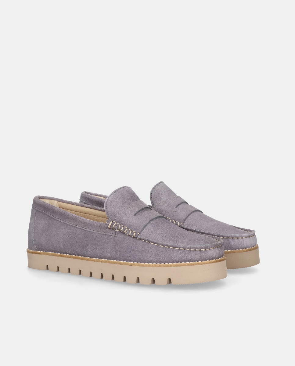 Mocasines Josephine de mujer en piel estampado serpiente - Mascaró - Azul Azul-3