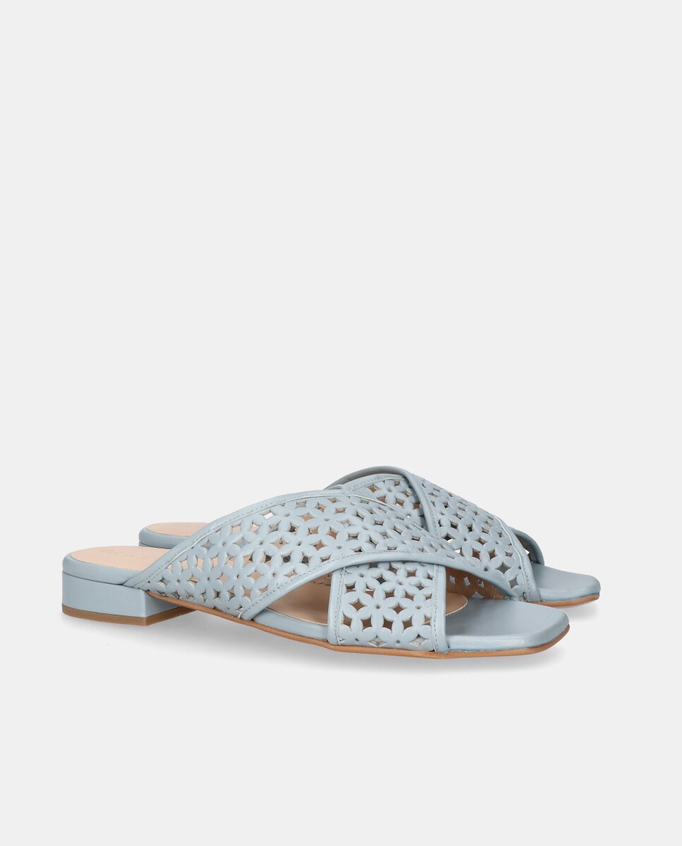 Sandalias planas eva de mujer en napa perforada - Mascaró - Azul claro Azul claro-3
