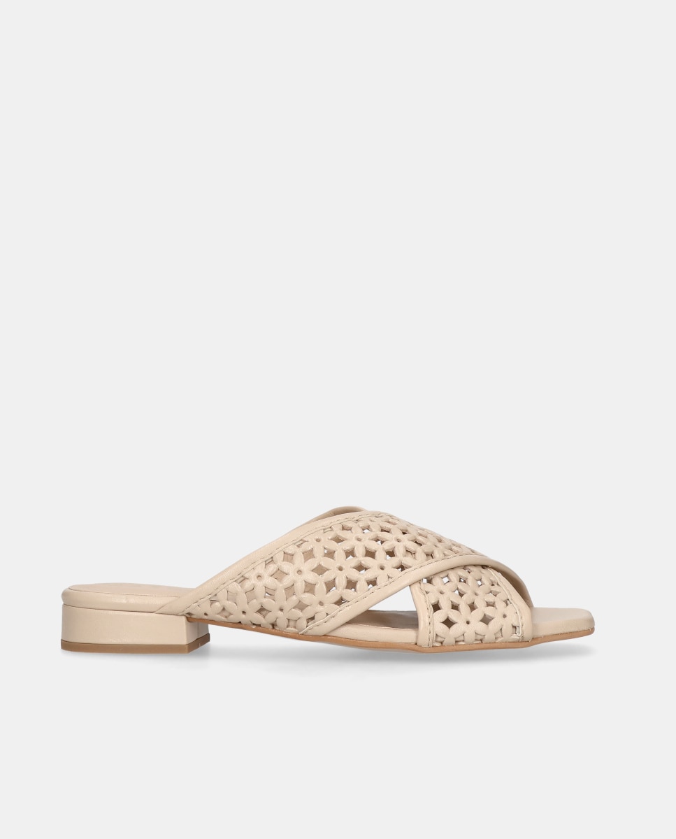 Sandalias planas eva de mujer en napa perforada Natural Mascaró Natural-1
