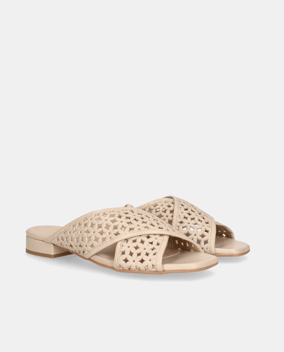 Sandalias planas eva de mujer en napa perforada Natural Mascaró Natural-3