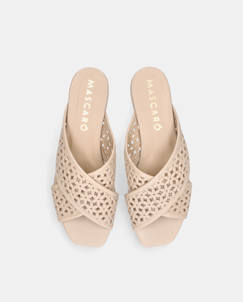 Sandalias planas eva de mujer en napa perforada Natural Mascaró Natural-2