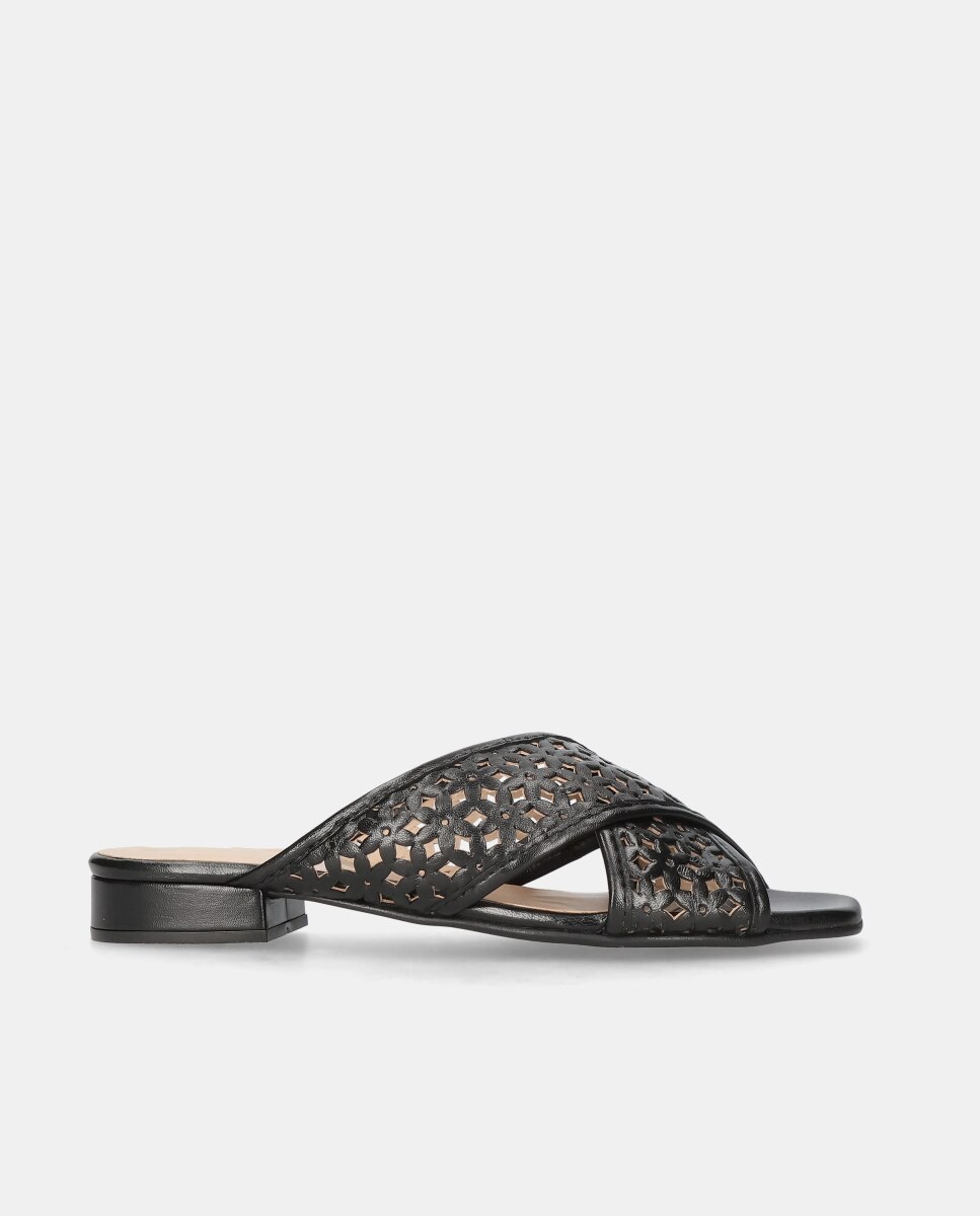 Sandalias planas eva de mujer en napa perforada - Mascaró - Negro Negro-1