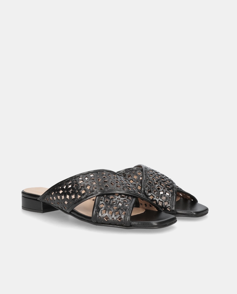 Sandalias planas eva de mujer en napa perforada - Mascaró - Negro Negro-3