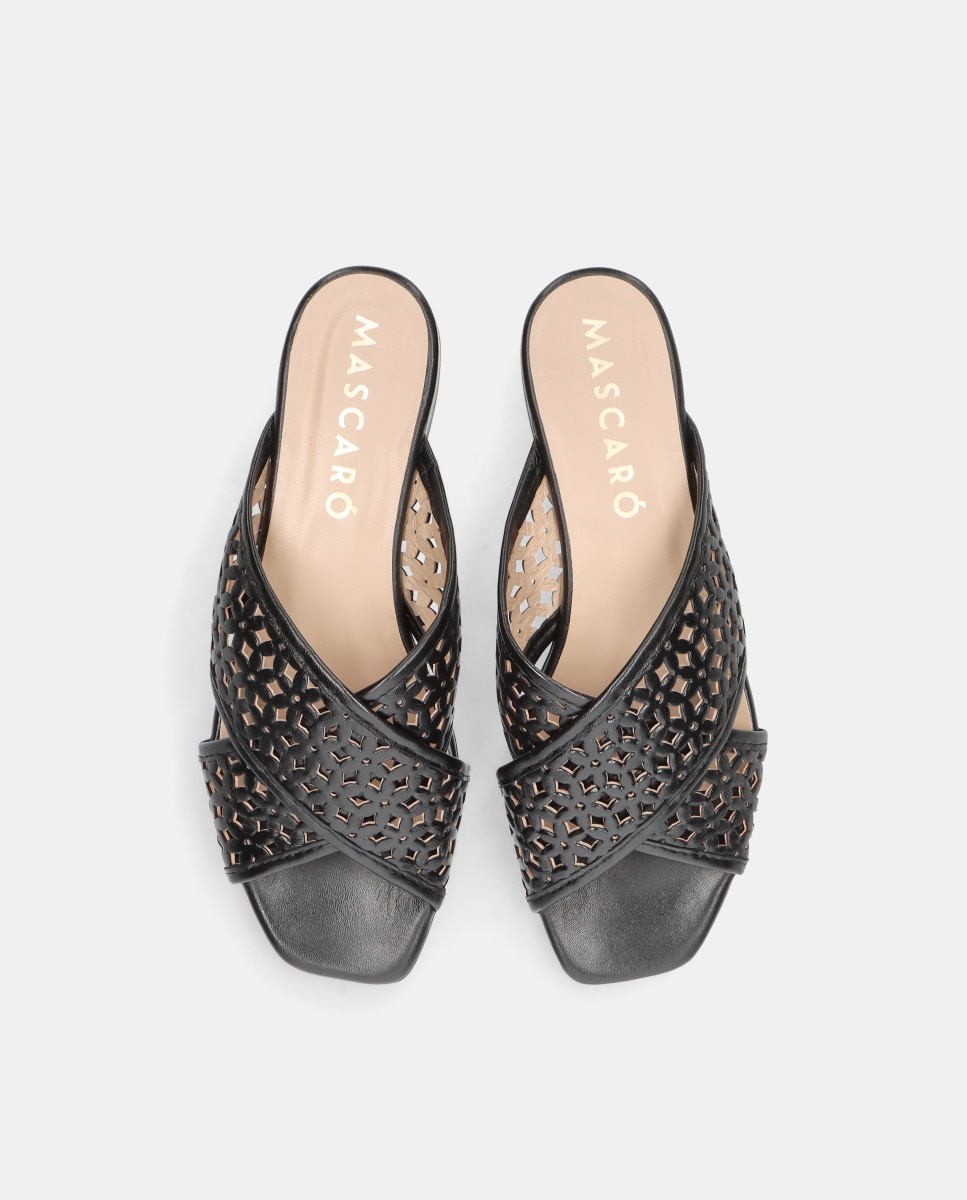 Sandalias planas eva de mujer en napa perforada - Mascaró - Negro Negro-2