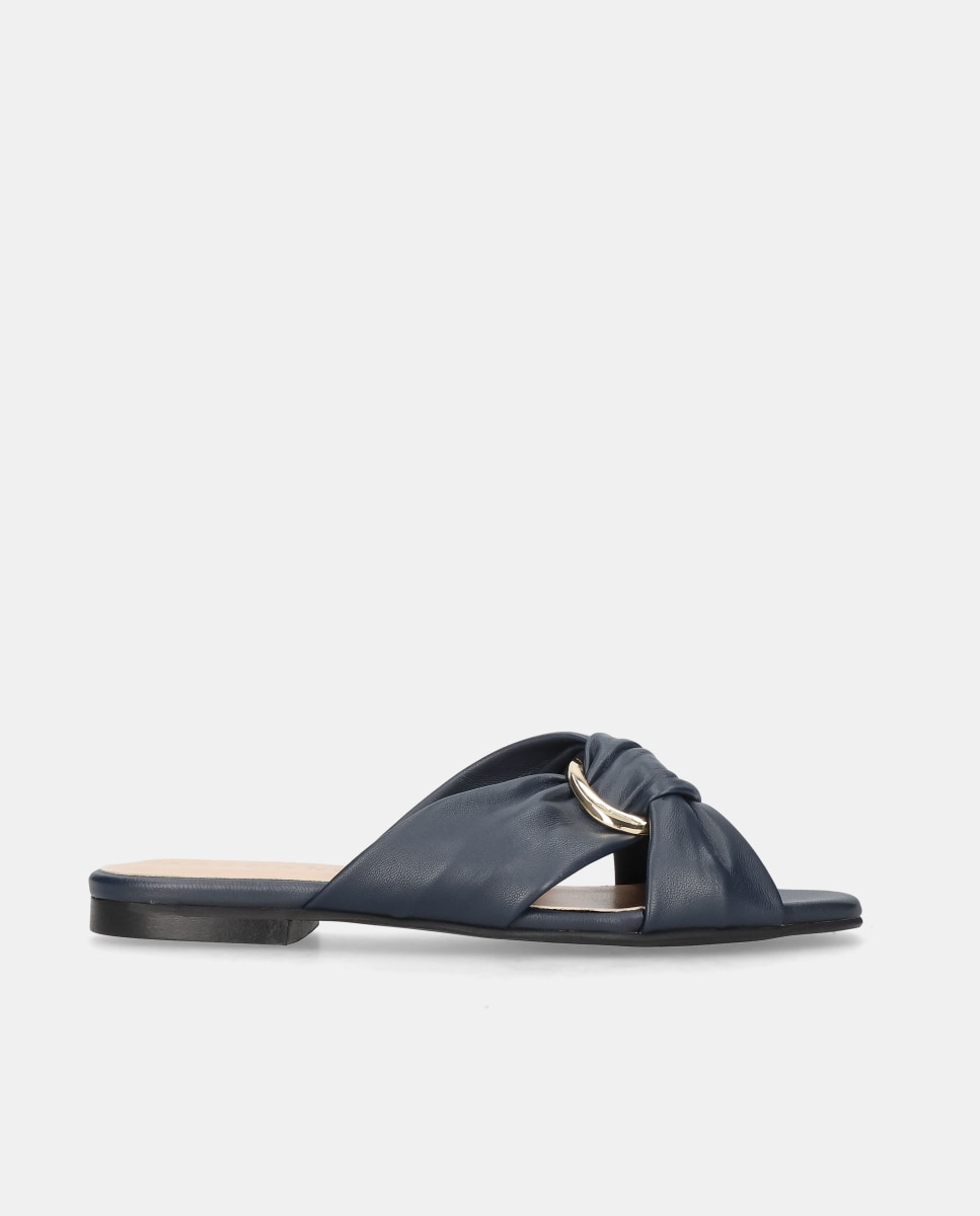 Sandalias planas Isla de mujer en napa suave - Mascaró - Azul Azul-1