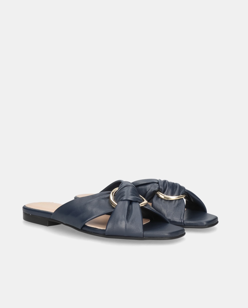 Sandalias planas Isla de mujer en napa suave - Mascaró - Azul Azul-3