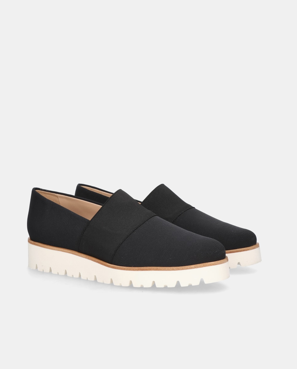 Zuecos planos Charlize de mujer en tela elástica transpirable - Mascaró - Negro Negro-3