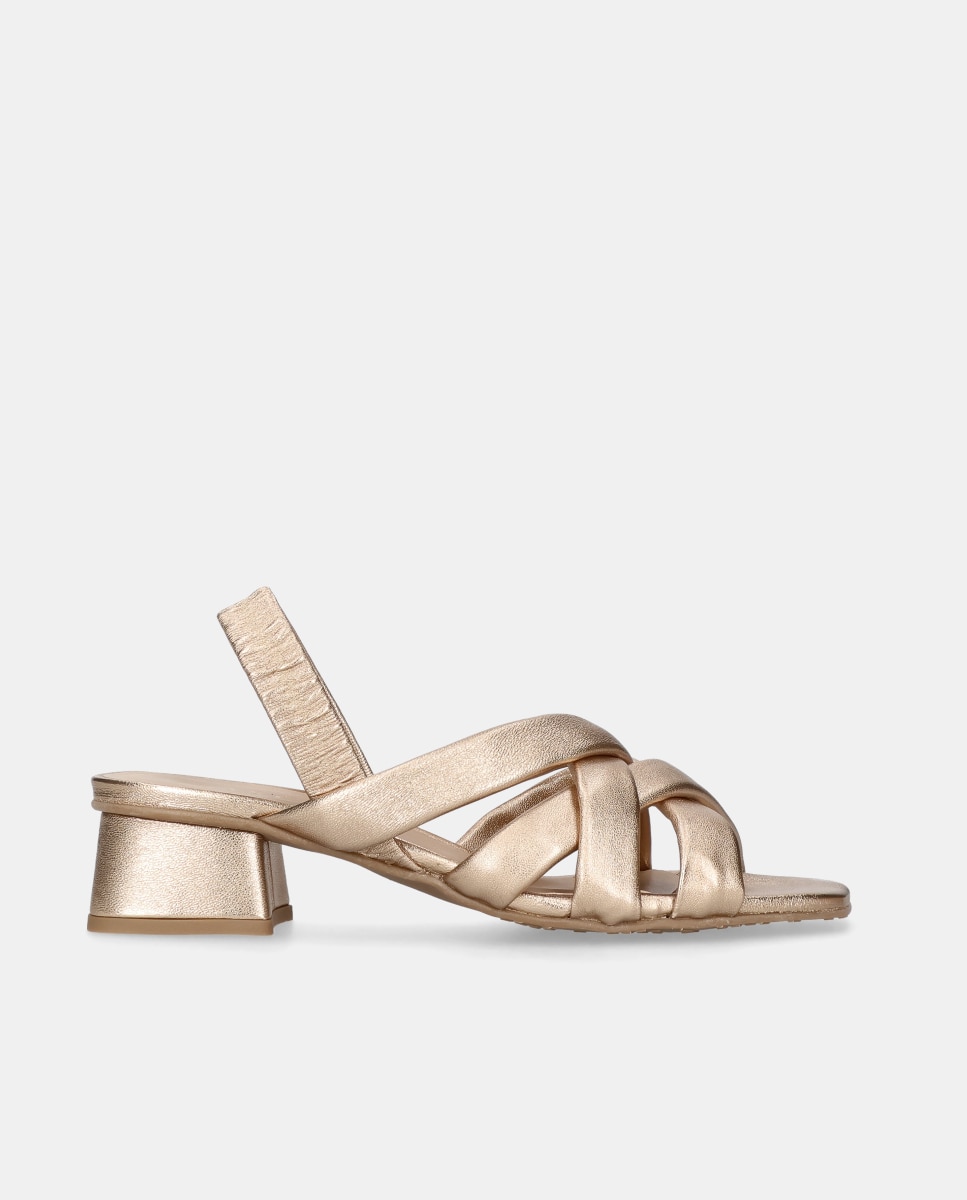Sandalias de tacón cannes de mujer en napa metalizada Oro Mascaró Oro-1
