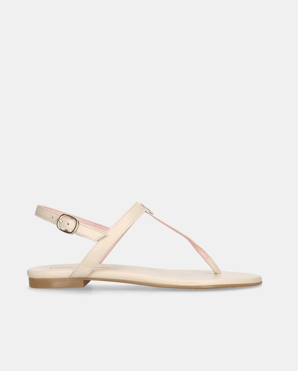 Imagen 0 de Sandalias planas Judy de mujer en napa Blanco / Rosa
