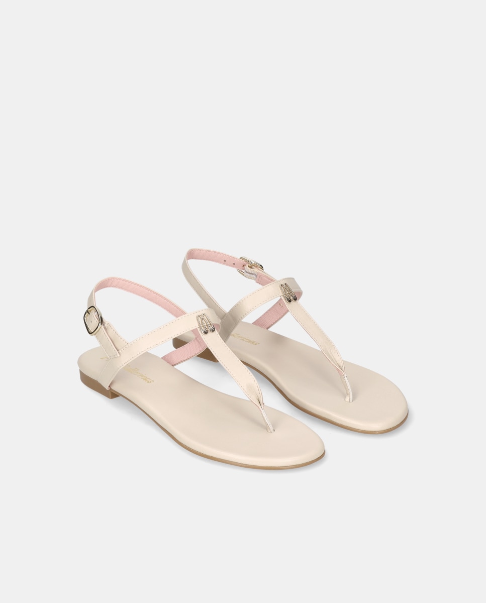 Sandalias planas Judy de mujer en napa - Pretty Ballerinas - Blanco / Rosa Blanco / Rosa-2