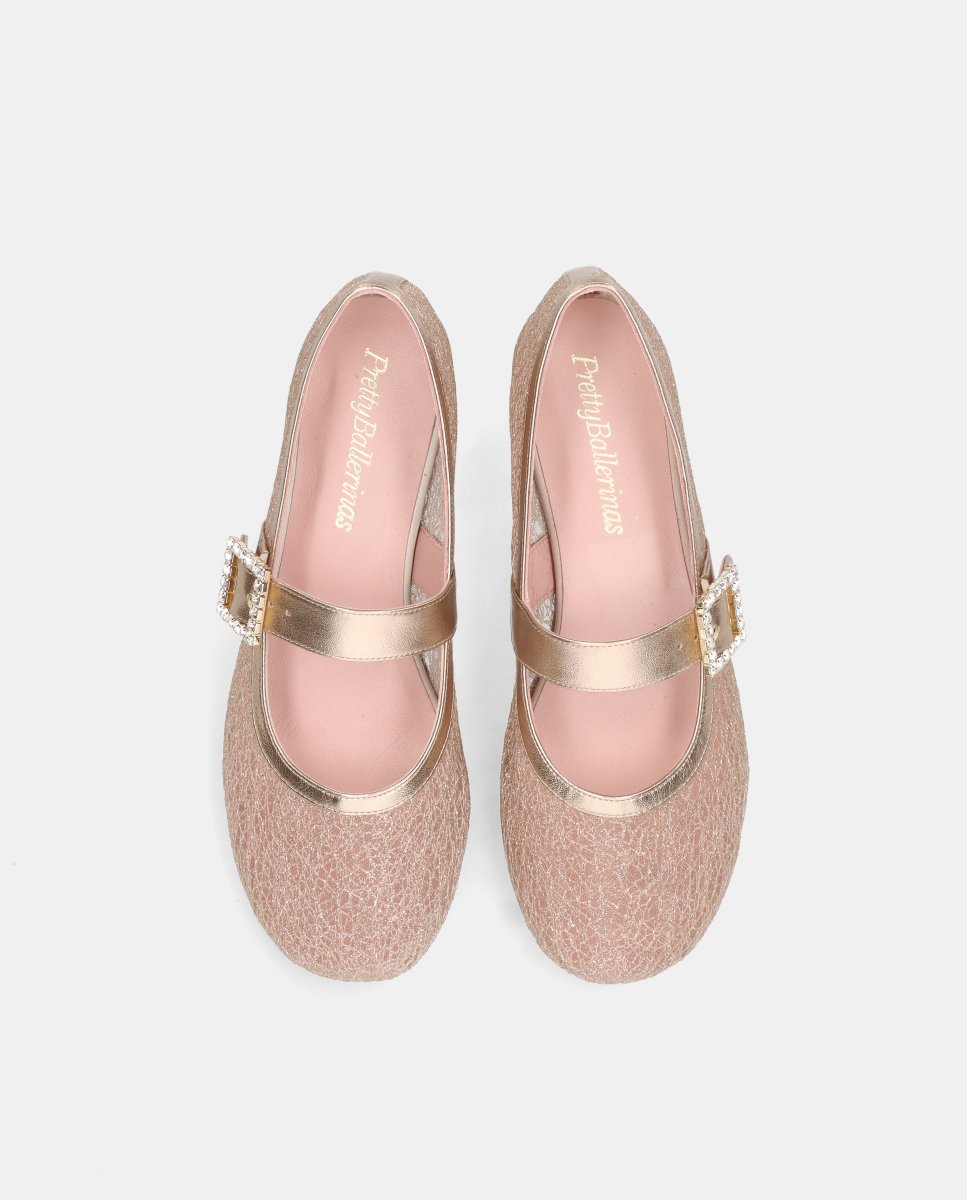 Bailarinas georgia de mujer en red y napa metalizada - Pretty Ballerinas - Oro Oro-2