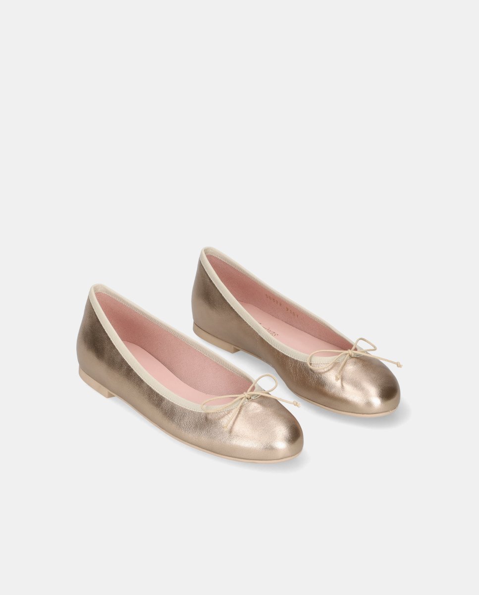 Bailarinas nicole de mujer en napa metalizada - Pretty Ballerinas - Oro Oro-2