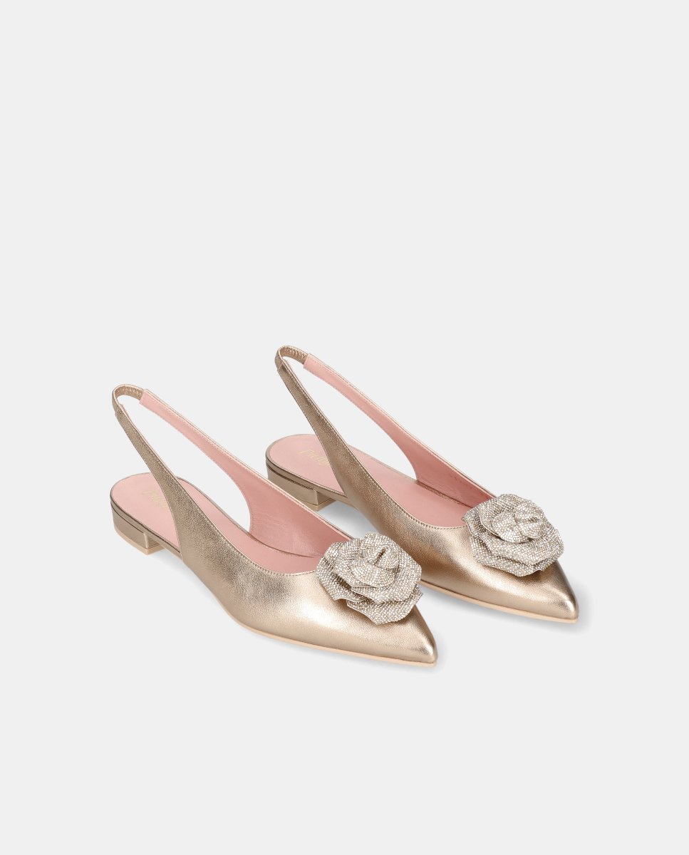 Bailarinas clementine de mujer en napa metalizada - Pretty Ballerinas - Oro Oro-3