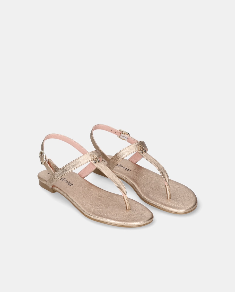 Sandalias planas Judy de mujer en napa - Pretty Ballerinas - Oro Oro-3