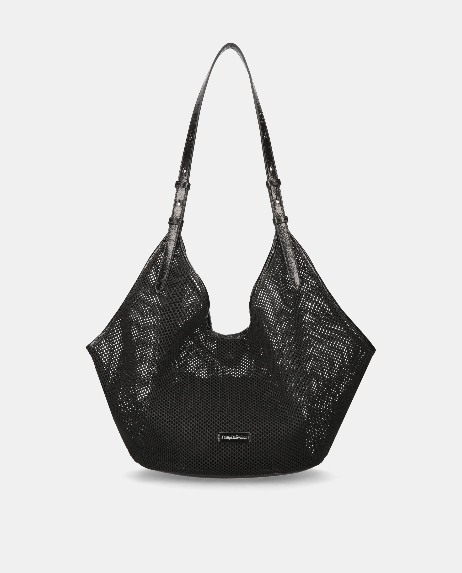 Bolso de hombro de mujer en tela de red - Pretty Ballerinas - Negro Negro-1