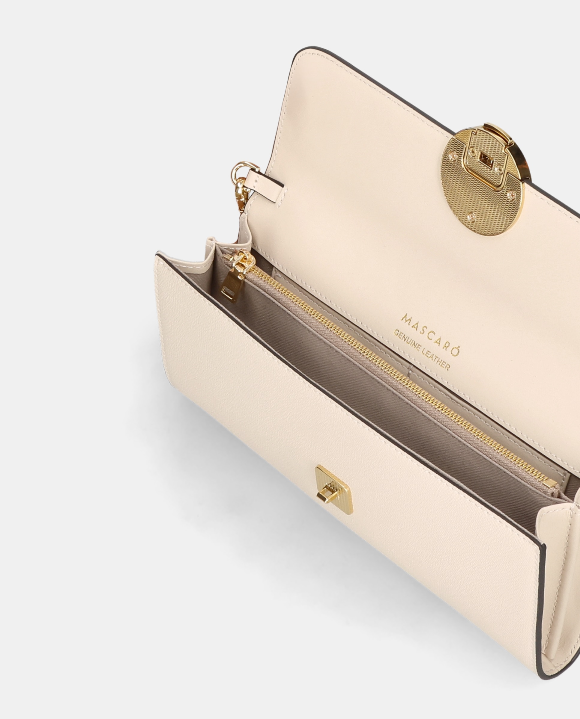 Cartera de mano de mujer en piel con cadena para el hombro - Mascaró - Blanco Blanco-2