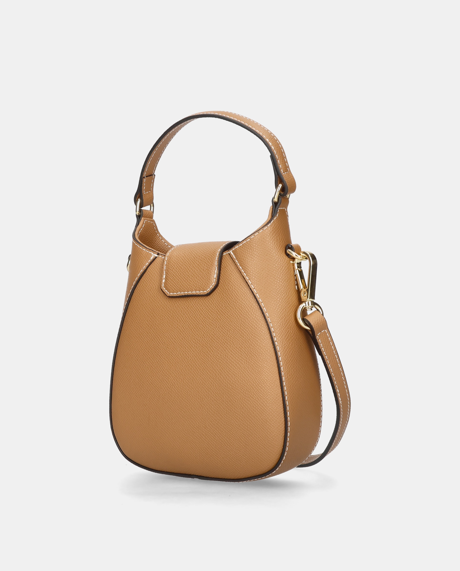 Bolso mini de mujer en piel con asa ajustable - Mascaró - Marrón Marrón-3