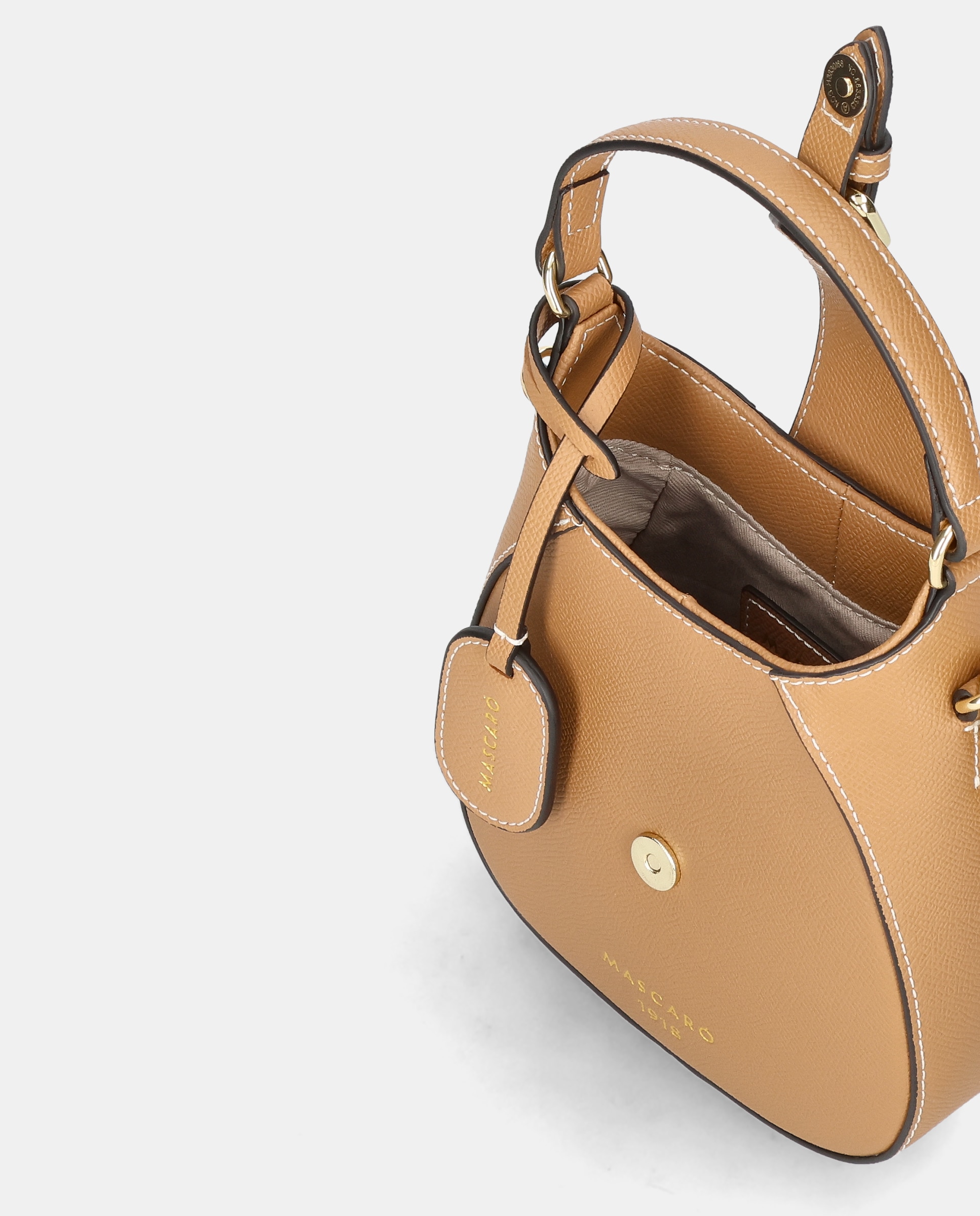 Bolso mini de mujer en piel con asa ajustable - Mascaró - Marrón Marrón-2