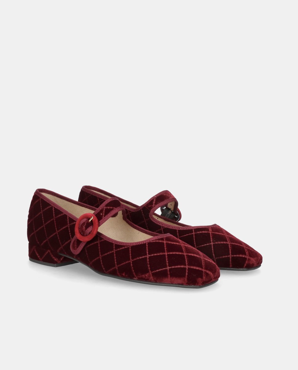 Bailarinas mayra de mujer en terciopelo acolchado - Mascaró - Rojo Rojo-3