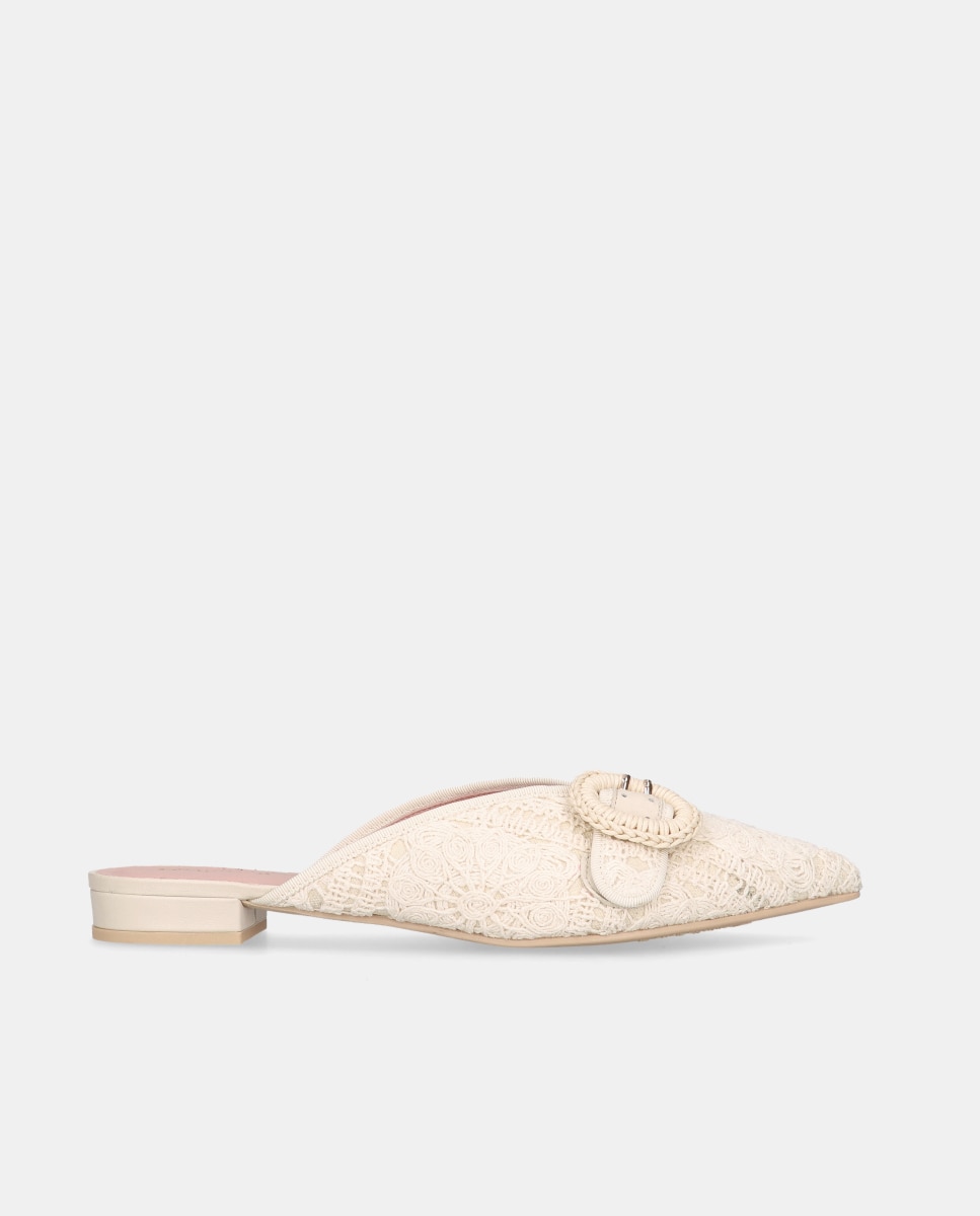 Pretty Ballerinas - Mules Clementine de mujer en tela efecto crochet.