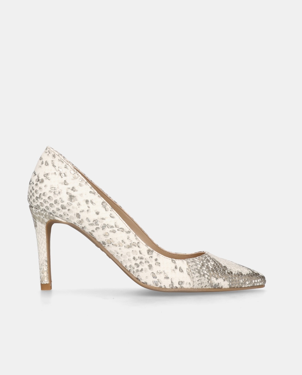 Zapatos de salón Renata de mujer en napa estampada Oro Mascaró Oro-1