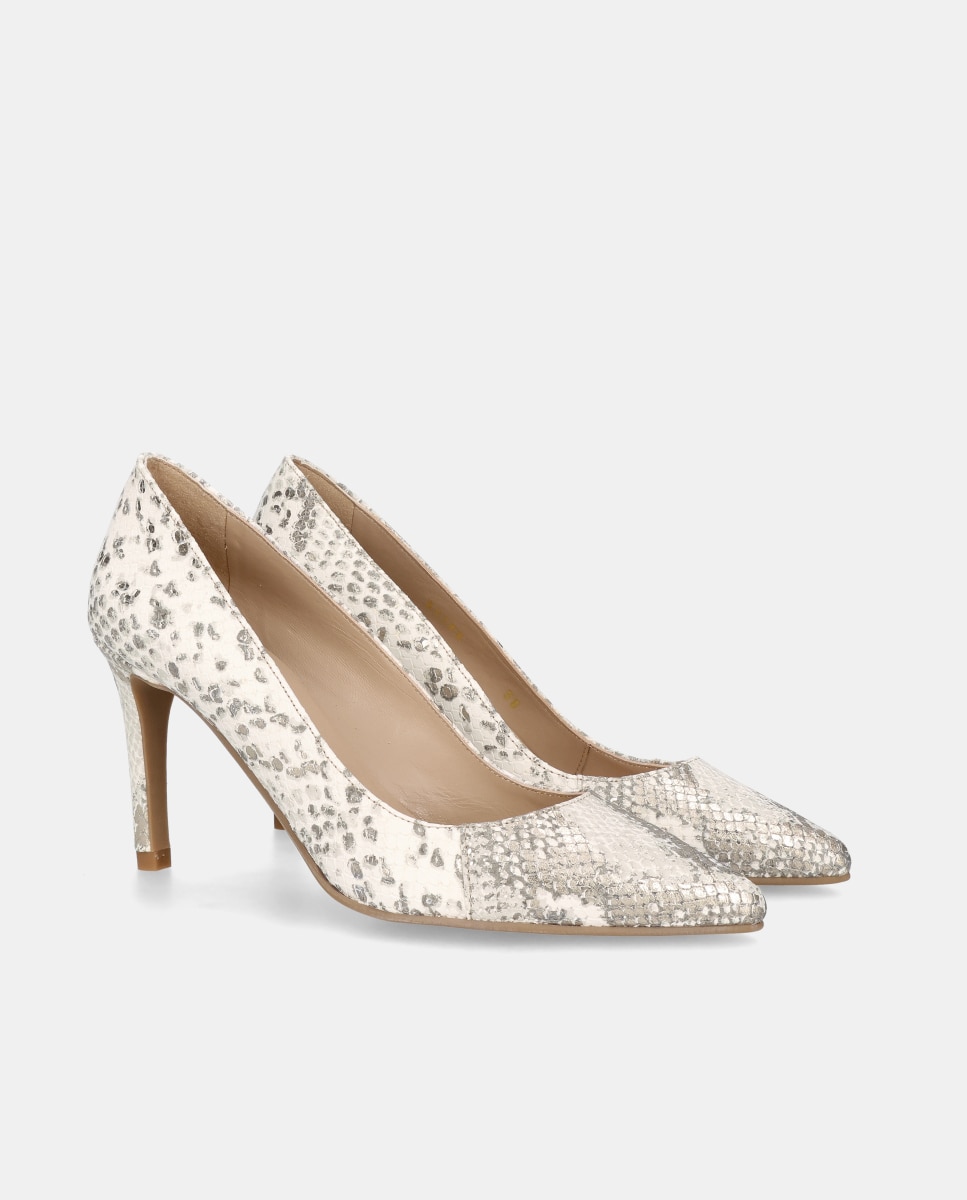 Zapatos de salón Renata de mujer en napa estampada Oro Mascaró Oro-3