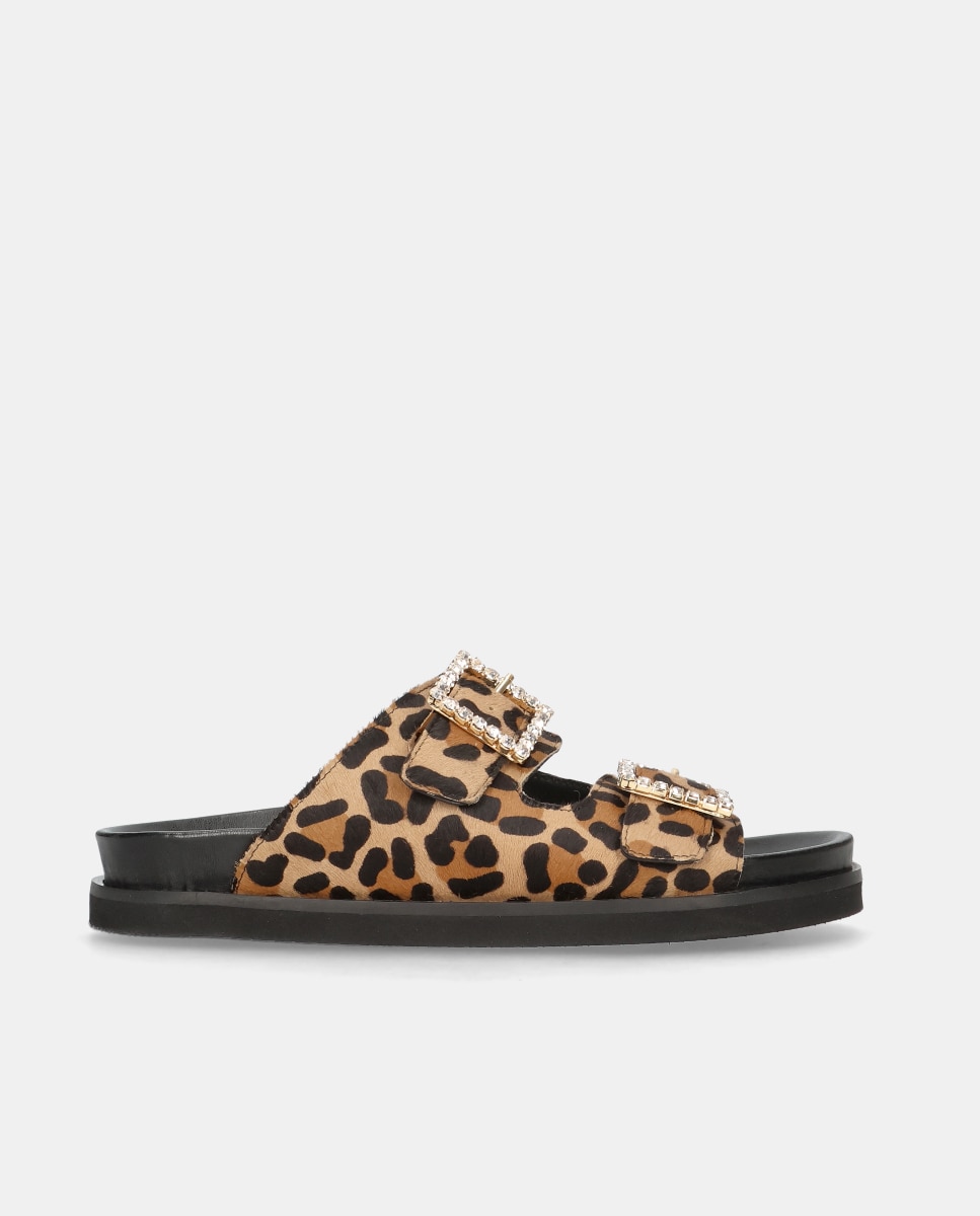 Imagen 0 de Sandalias planas Belle de mujer en poni estampado leopardo Multicolor