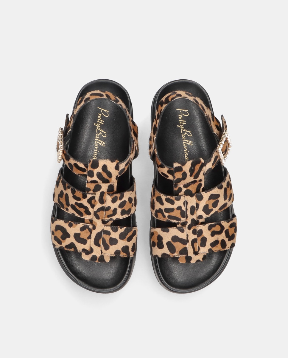 Sandalias planas Belle de mujer en poni estampado leopardo - Pretty Ballerinas - Multicolor Multicolor-3