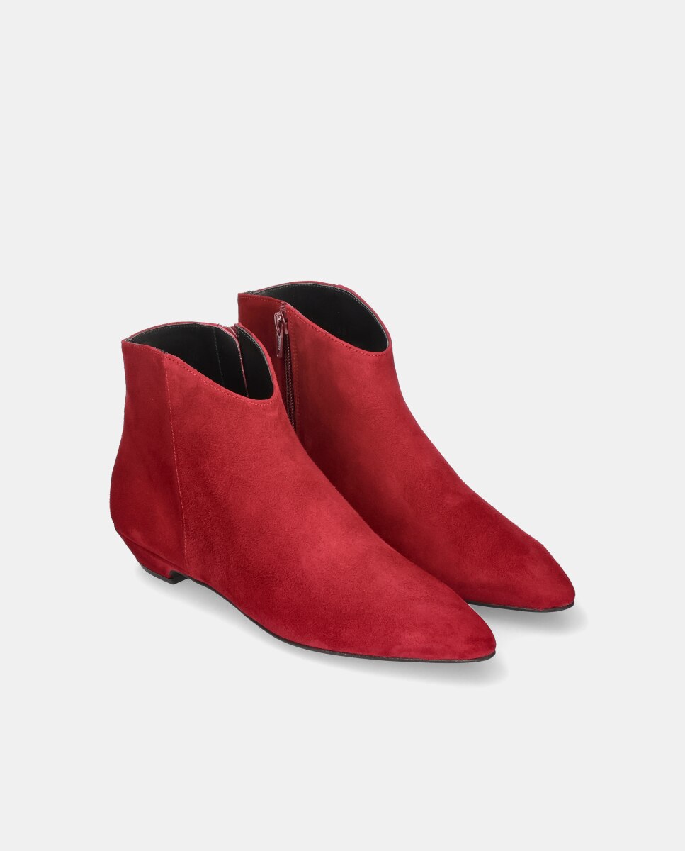Botines Robin de mujer en ante suave con cremallera - Pretty Ballerinas - Rojo Rojo-3
