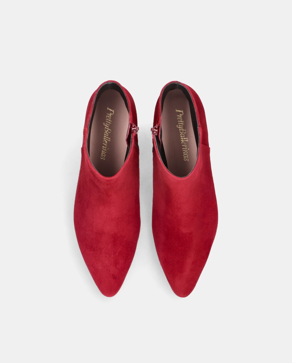 Botines Robin de mujer en ante suave con cremallera - Pretty Ballerinas - Rojo Rojo-2