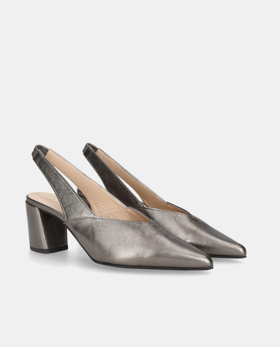 Zapatos de salón Phoebe de mujer en napa metalizada Plata Mascaró Plata-3