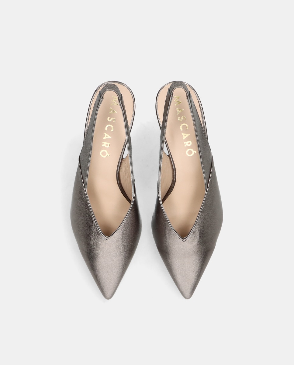 Zapatos de salón Phoebe de mujer en napa metalizada Plata Mascaró Plata-2
