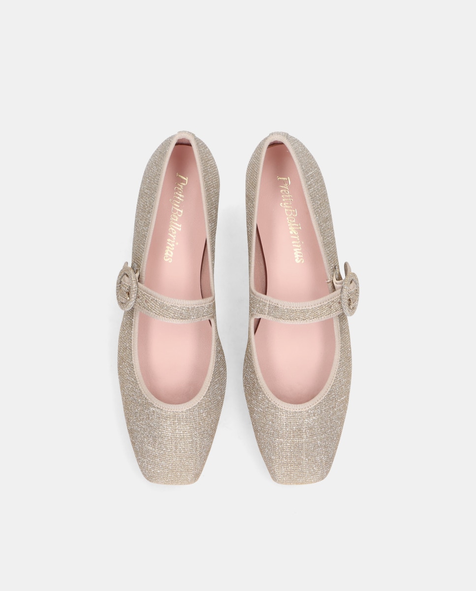 Bailarinas Camille de mujer en tela brillante con tira ajustable - Pretty Ballerinas - Oro Oro-2
