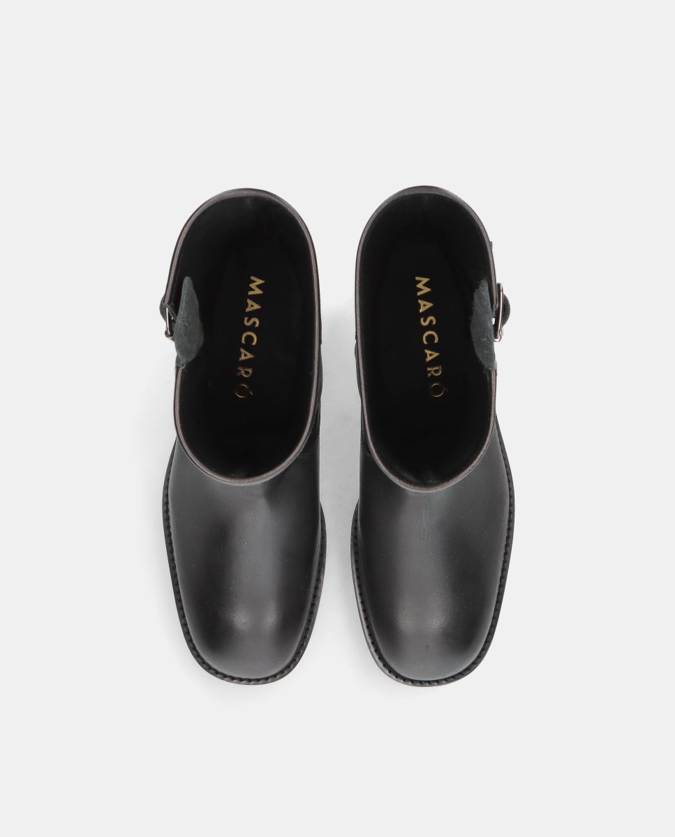 Botines biker de mujer en piel - Mascaró - Negro Negro-2