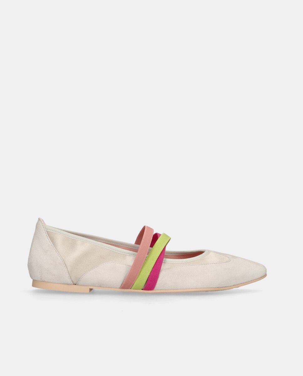 Bailarinas Tyra de mujer en napa metalizada y ante - Pretty Ballerinas - Gris Gris-1