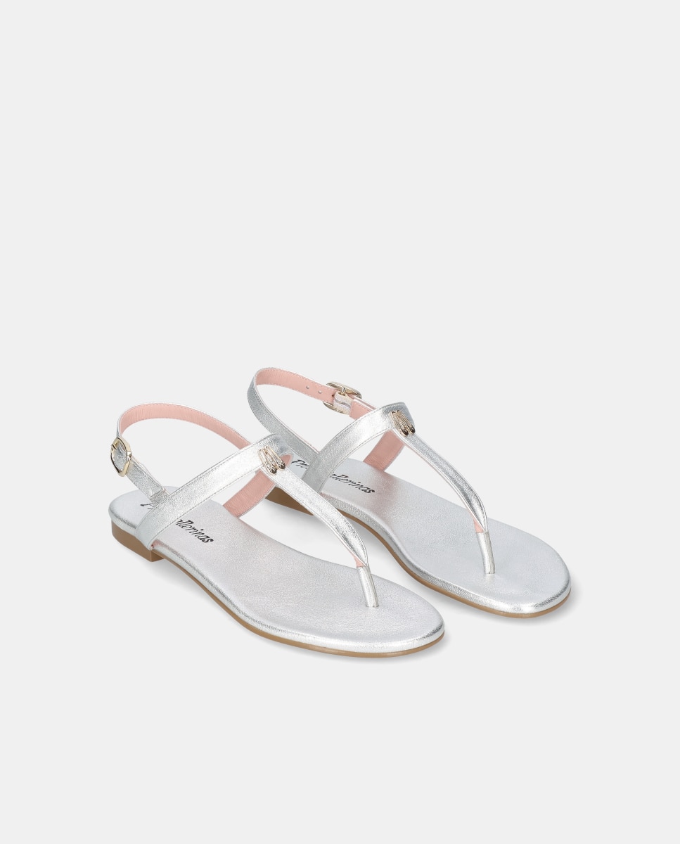Sandalias planas Judy de mujer en napa - Pretty Ballerinas - Plata Plata-3