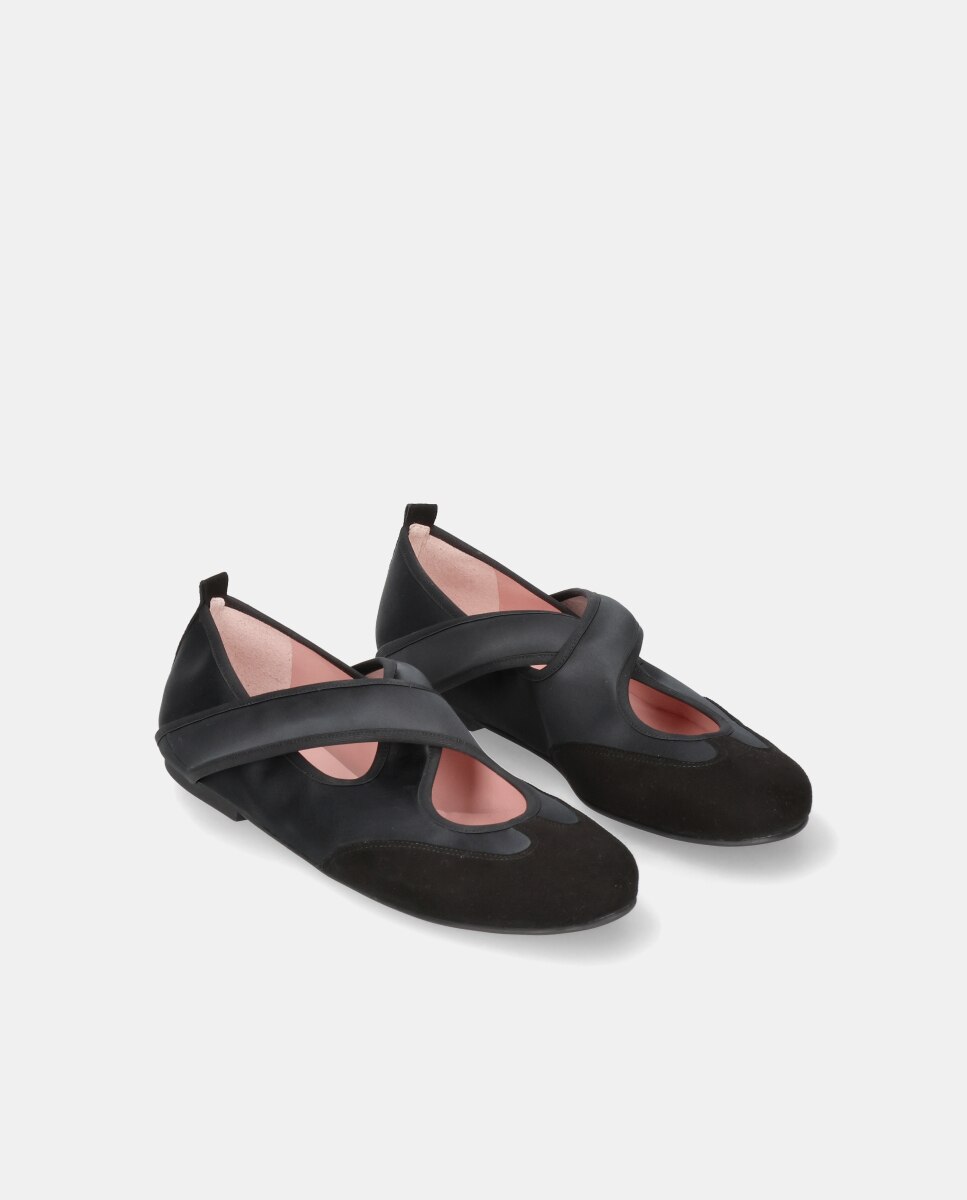Bailarinas Rosario de mujer en ante y tela - Pretty Ballerinas - Negro Negro-2