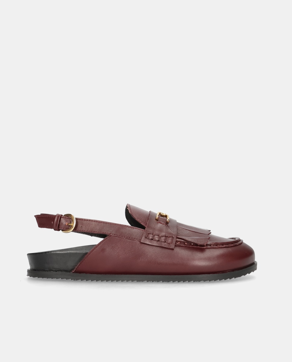 Imagen 0 de Sandalias planas Belle de mujer en piel Rojo / Negro