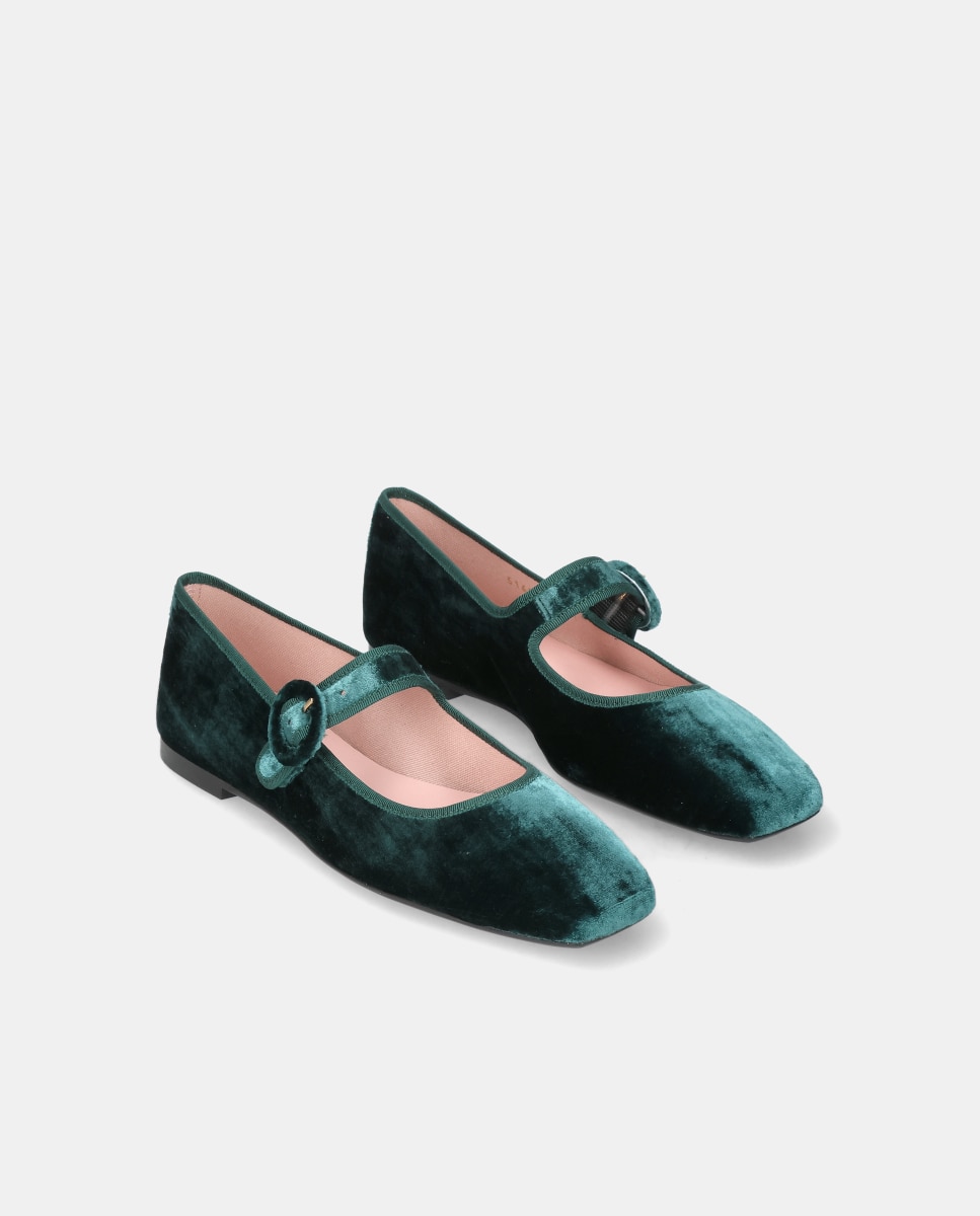 Bailarinas camille de mujer en terciopelo - Pretty Ballerinas - Verde Verde-3